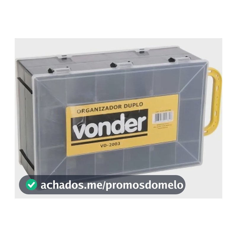 Organizador De Plástico Duplo Com Duas Tampas Vd 2003 Vonder Cor Preto
