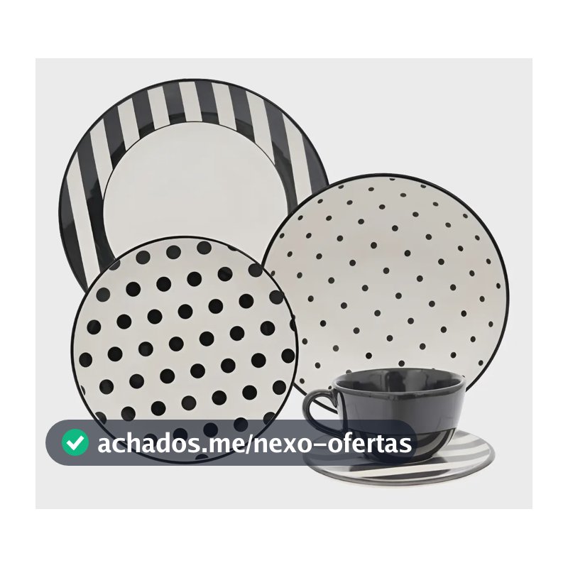 Aparelho De Jantar E Chá 20 Peças Unni Stripes And Dots
