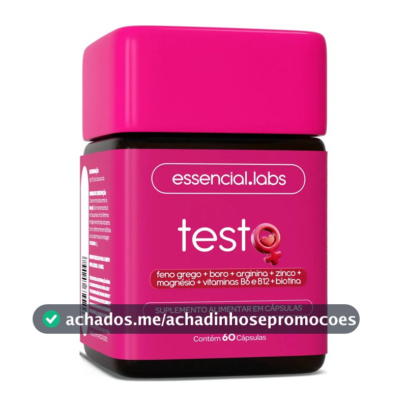 TESTO ESSENCIAL para MULHERES - Fórmula Exclusiva com Feno Grego + Boro + Arginina + ZMA + Biotina + Vitaminas B6 e B12 - 60 Cápsulas