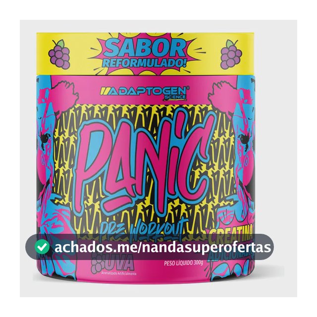 Suplemento Em Pó Adaptogen Science Panic Pré Treino com creatina Pote 300g Sabor Uva