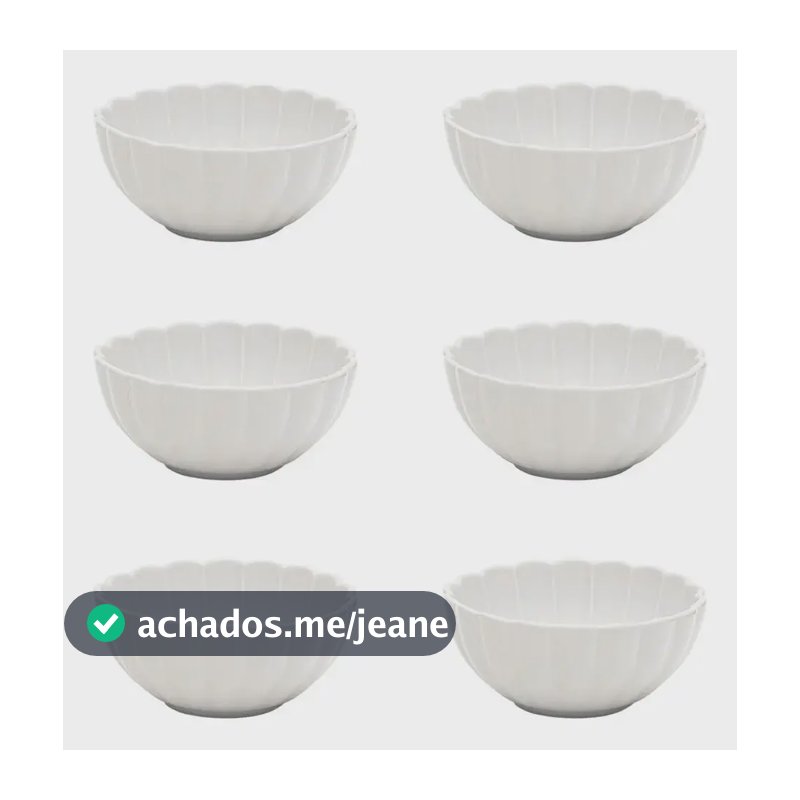 Conjunto Com 06 Tigelas Sobremesa 15cm Camélia Oxford Off White