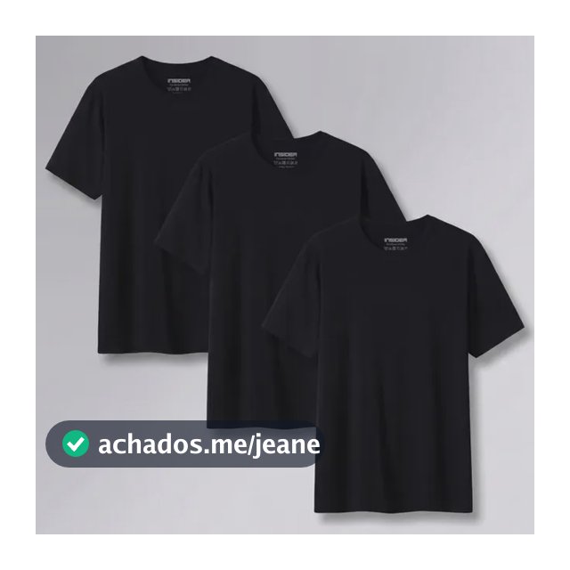 Kit 3 Camisetas  Light T-shirt Insider Preto P Lisa