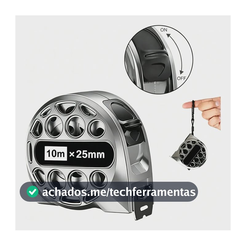 Trena Fita Métrica Aço Inox Retrátil Prova D'água 10m25mm