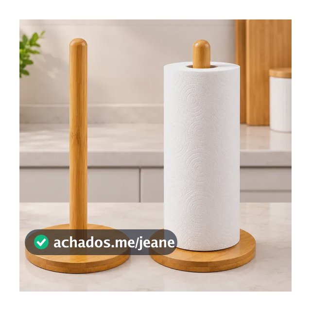 Suporte Porta Papel Toalha Bambu De Mesa Cozinha Organizador Marrom