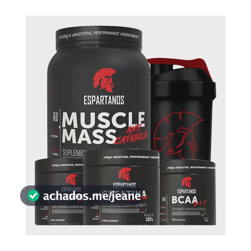 Kit Mass Hipercalórico + Bcaa + Creatina + Glutamina + Copo Chocolate
