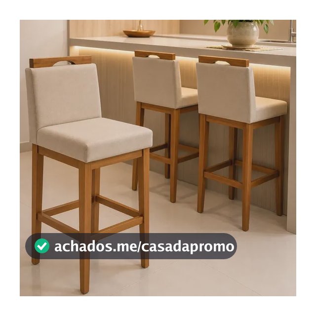 Kit 2 Banqueta Alta Cozinha  Balcão Encosto Madeira Bancada