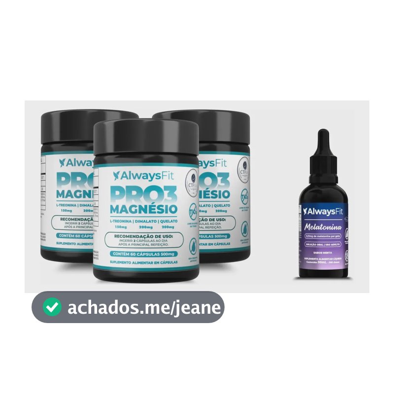 Kit 3x Pro3Magnésio AlwaysFit - Magnésio Dimalato + Magnésio Quelato + L-Treonina | 180 Cápsulas