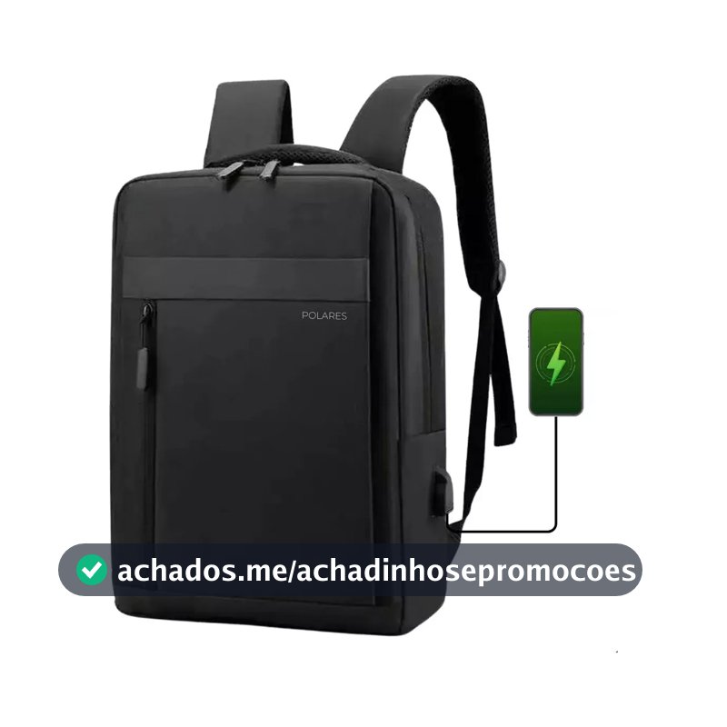 Mochila Bolsa Para Notebook 15.6 Executiva Modelo Premium Saída Usb Polares Cor Preto
