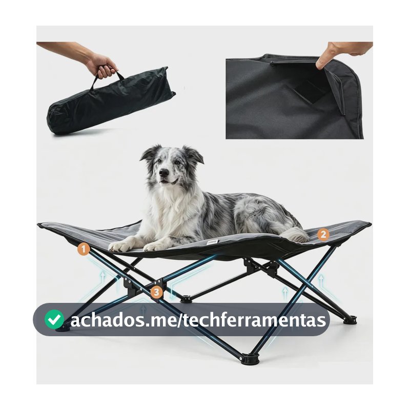 Cama Suspensa Caes Cama Para Cachorro Cama para Pet Grande Suspensa Cama Pet Suspensa 90x90cm Yesop - Cinza-Escuro