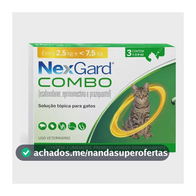 Antipulgas Gatos Nexgard Combo C/3 Pulgas Sarnas Vermes Verde