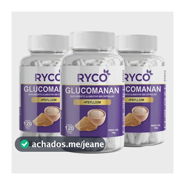 3x Glucomannan E Psyllium 360 Cápsulas Suplemento Ryco Sem Sabor