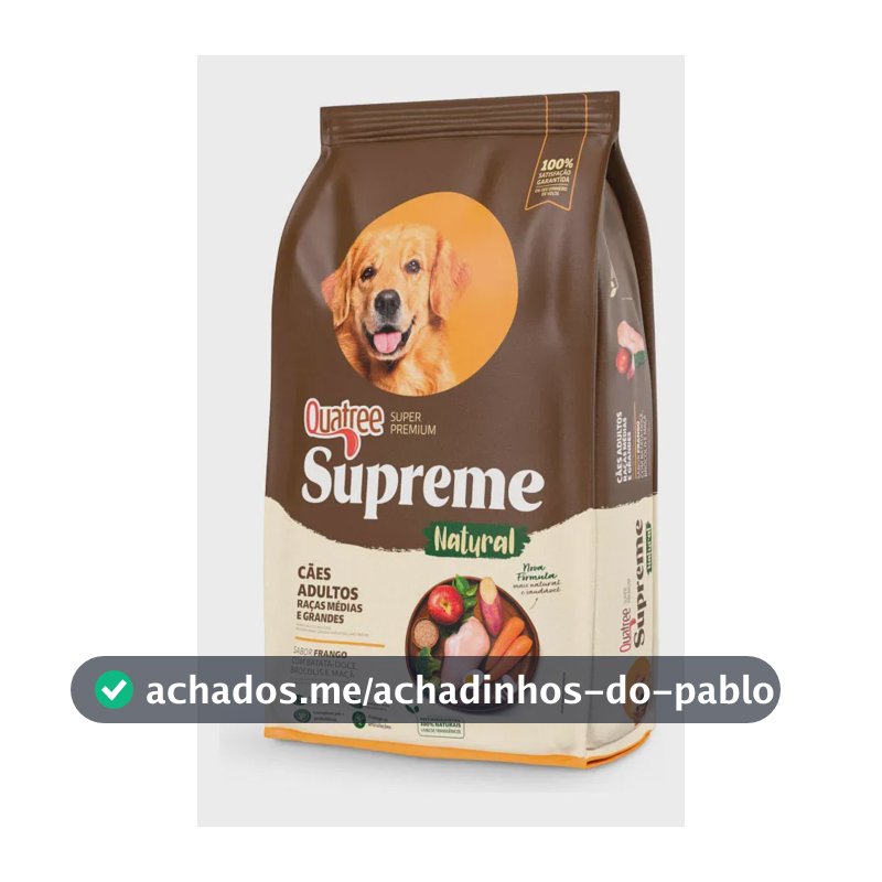 Quatree Supreme Cão Adulto Méd/Gran Frango Batata Doce 15kg