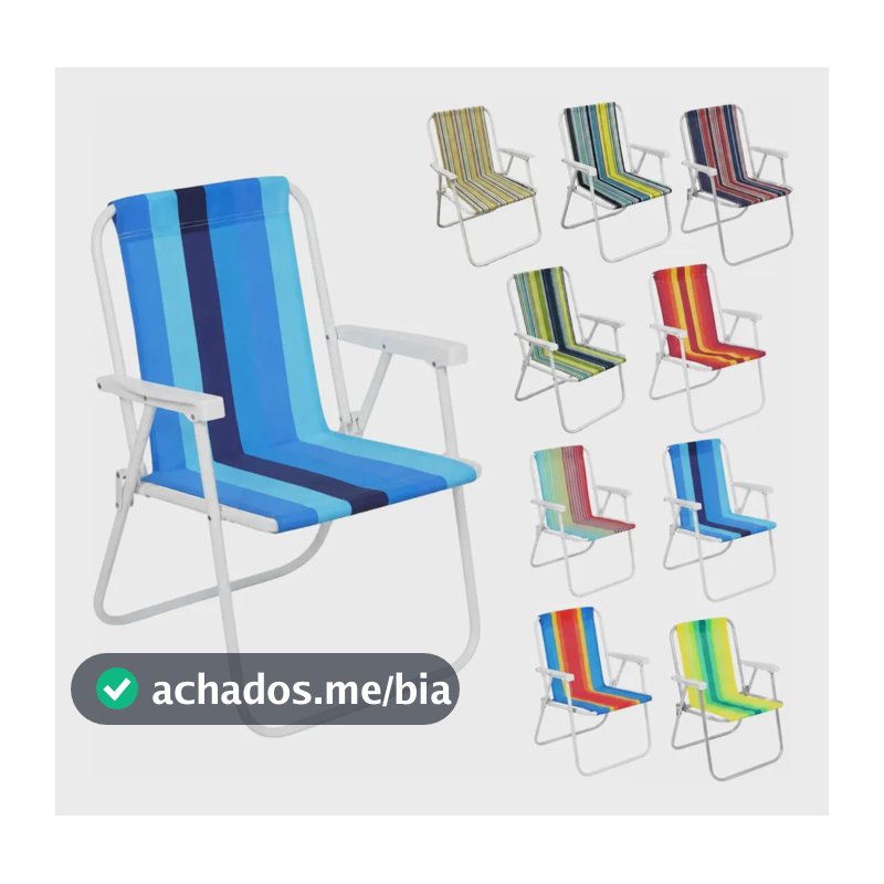 Cadeira De Praia Dobrável Aço Cores Sortidas Resistente Estrutura Reforçada Leve Praia Piscina Camping Lazer Luvinco