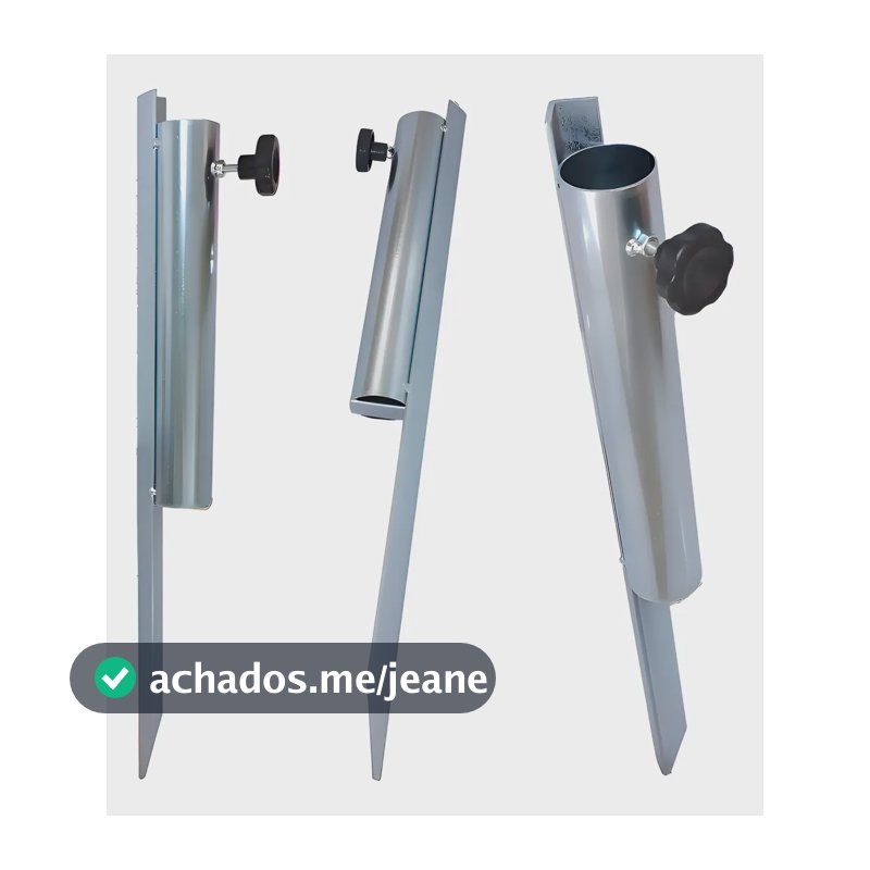 Suporte Guarda Sol Cantoneira Tubo Super Reforçado Gigante Prateado Liso