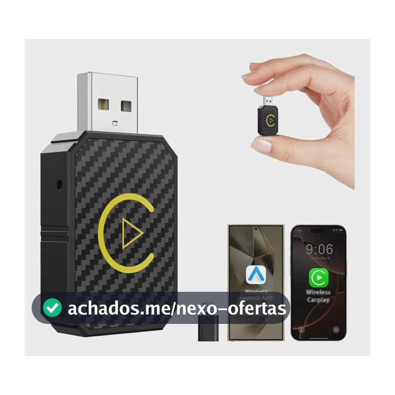 Adaptador Carplay /android Auto Wireless Sem Fio Automático