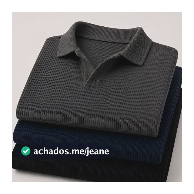 Kit Camisa Polo Masculina Canelada Gola Italiana Sem Botao Chumbo / Azul / Preto M