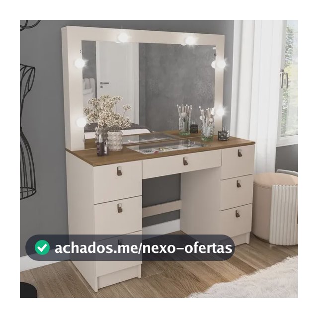 Penteadeira Camarim Com Espelho França Off Ic Off White/freijó