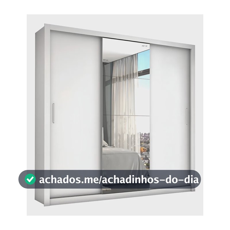 Guarda-Roupa Casal Branco 3 Portas de Correr Com Espelho Espresso Móveis