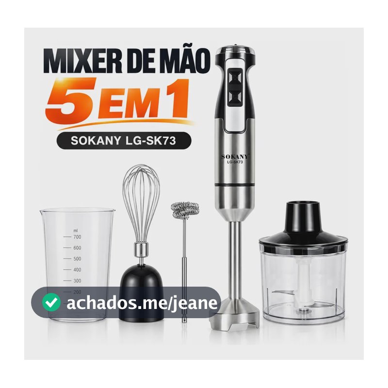 Mixer Processador Misturador Moedor Carne 5 Em 1 Suco Inox Inox 220v