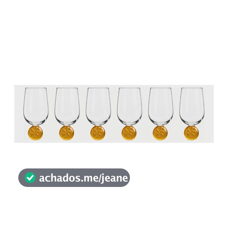Kit 6 Taças Base Âmbar Esfera Bubble Glass 400 Ml Transparente E Mel