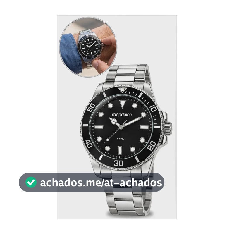 Relógio Prata Masculino Mondiane 32549g0mvne1 Cor da correia Prateado Cor do fundo Preto