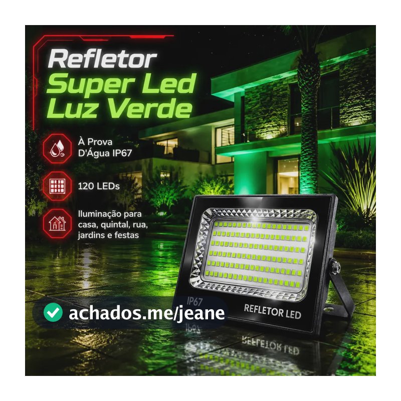 Kit 2 Refletores LED UC68 400W Verde IP67 Externo Fachadas Jardins