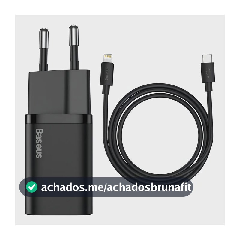 Carregador Turbo Baseus 20w Com Cabo Para iPhone 14 Cor Preto