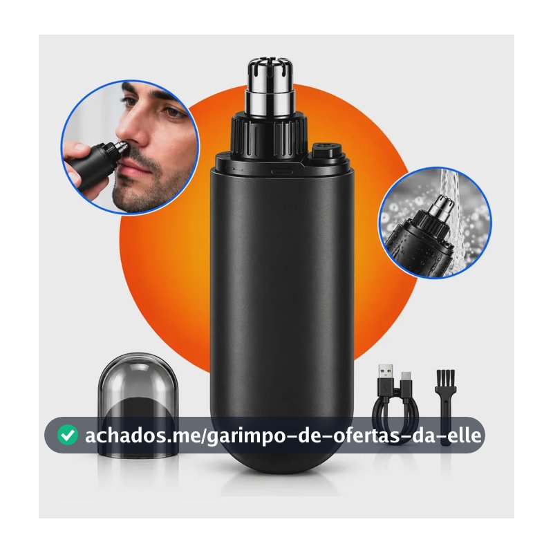 Aparador De Pelos Nariz Orelha Elétrico Recarregável Sem Fio Preto