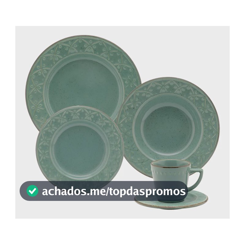 Aparelho De Jantar E Chá 20 Peças Oxford Mendi Malaquita Verde