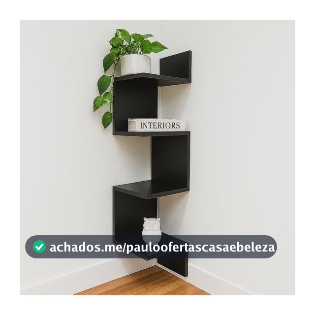 Prateleira de Canto Flutuante Preto Fosco MDF 15mm 80x20cm Lunim
