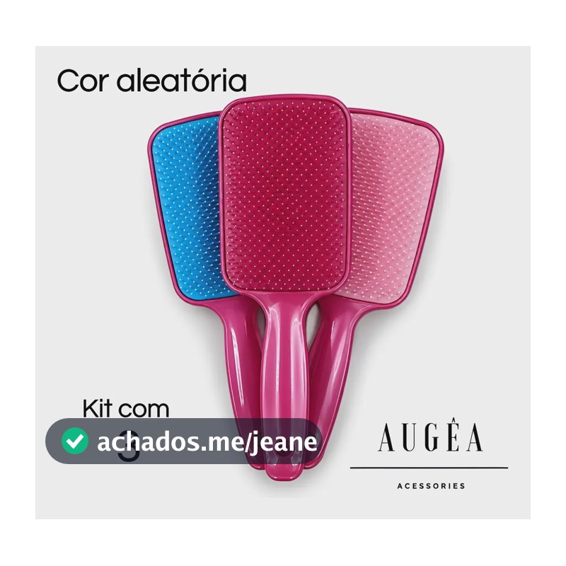 Kit 3 Escovas De Cabelo Raquete Flex Desembaraça Fácil  Aleatória