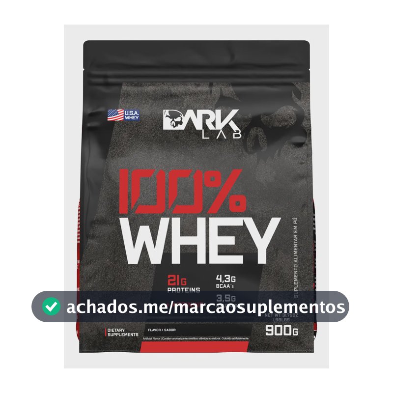 Whey Protein Concentrado 100% 900g Refil Dark Lab Sabor Baunilha
