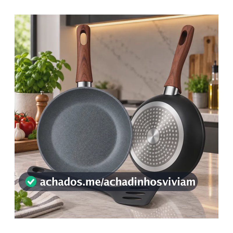 Frigideira Antiaderente Cerâmica 24cm + Espátula De Silicone Indução Cooktop Fogão a Gás Elétrico Não Gruda Sem Óleo Cor Panela Profissional Cinza Fundo Preto Milano Lecom
