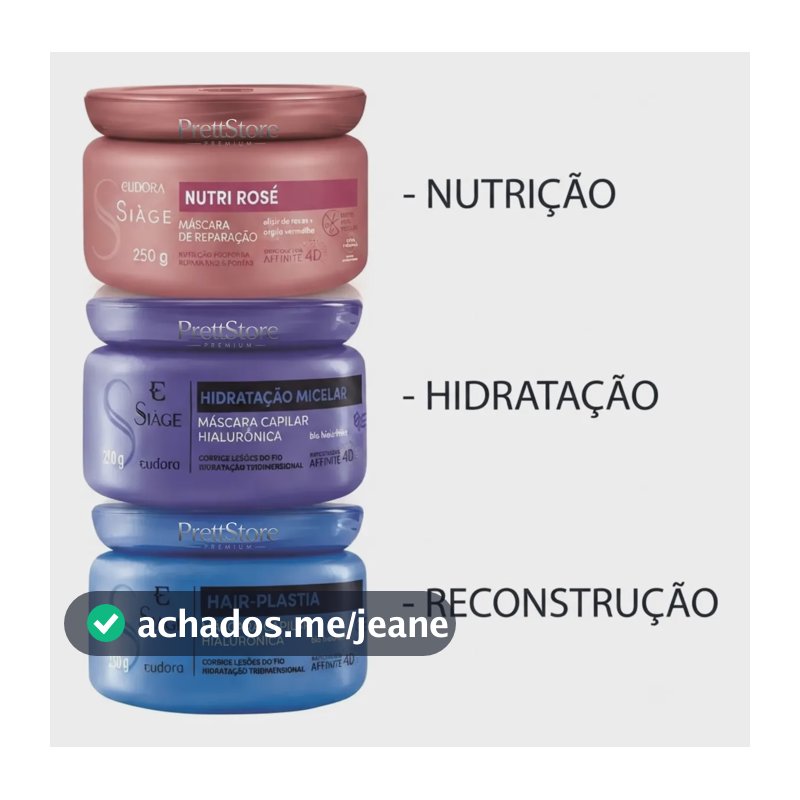 Kit Siage Cronograma Capilar Nutrição Hidratação Reconstruçã