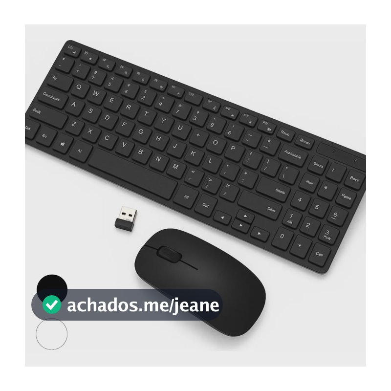 Piracomp Kit Teclado E Mouse Sem Fio Usb Slim Cor Preto 2.4ghz Qwerty