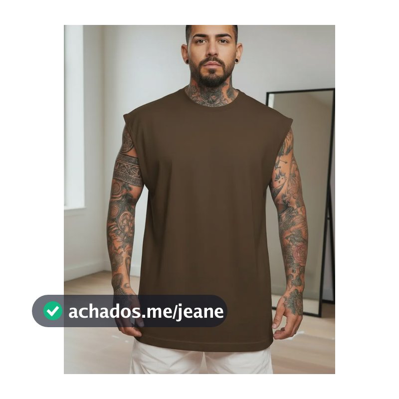 Regata Oversized Masculino Tamanho Grande Básica Lisa Marrom G