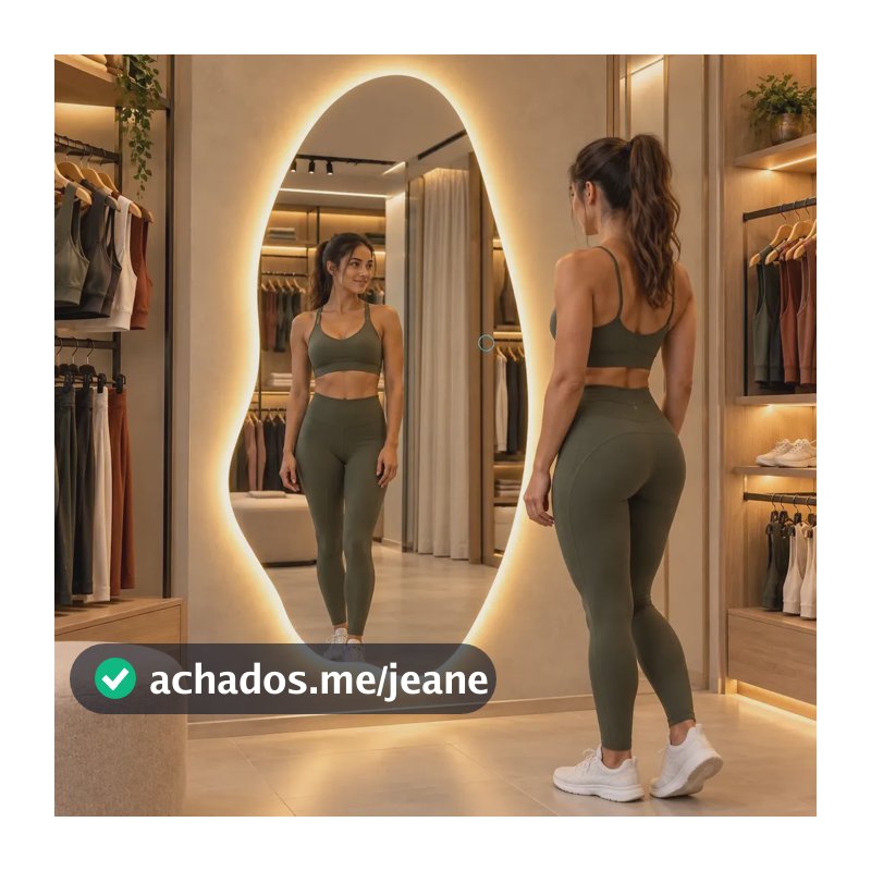 Espelho Orgânico Grande 110x50cm Banheiro Lavabo Led Touch Espelho Lapidado Sem Moldura