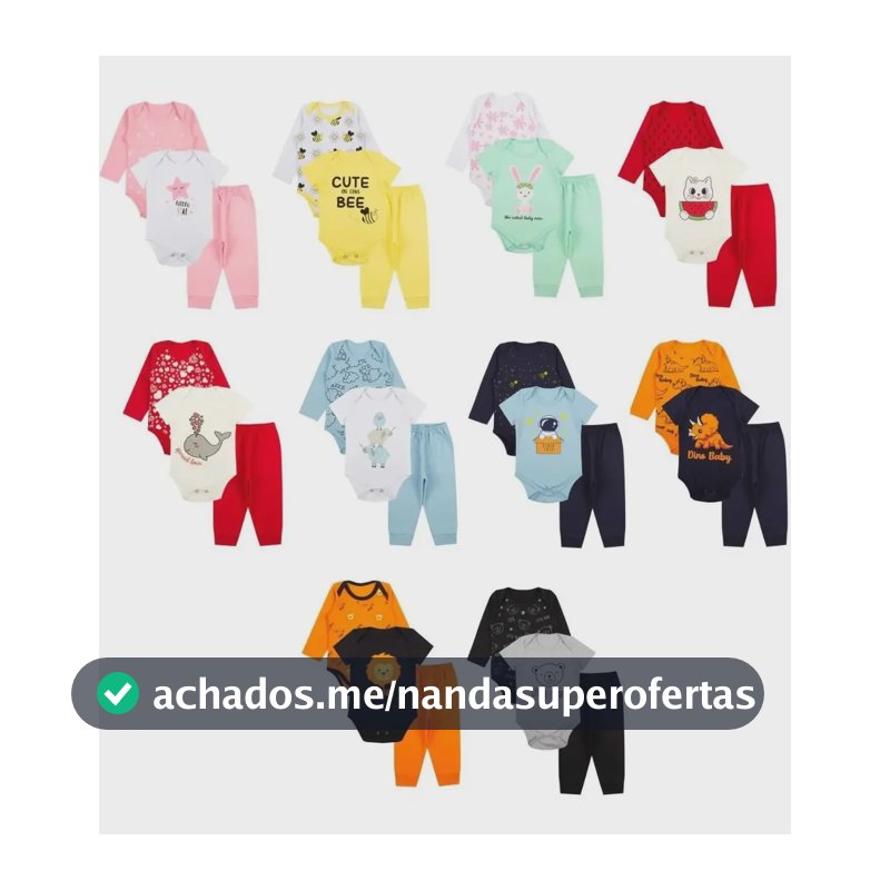 Kit Roupa De Bebe 12 Body Longa E Curta E Mijão Menina Cor Menino Tamanho G (6 à 9 meses)