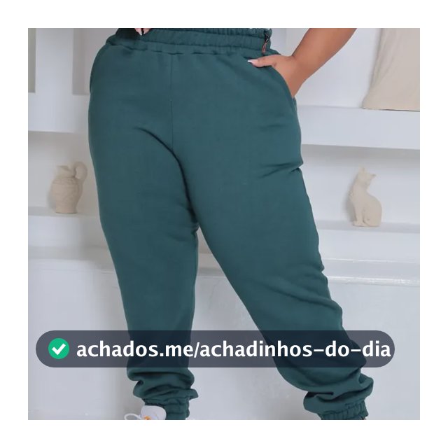 Calça Jogger Feminina Plus Size Felpada Confortável Casual