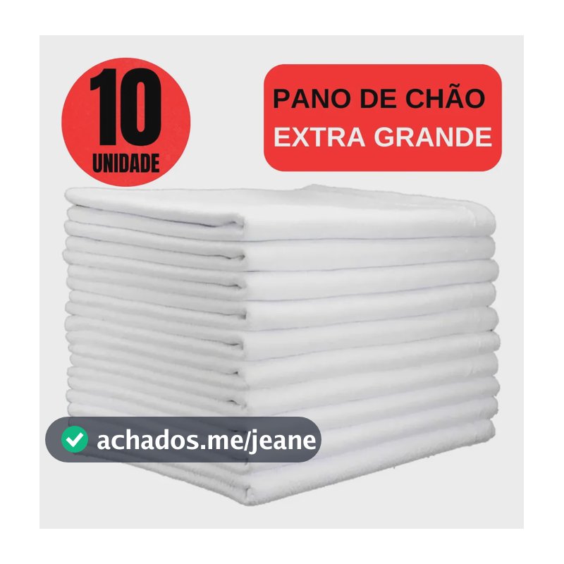 Kit 10 Panos de Chão Extra Grande 45x65cm Algodão Branco Ditap Mix Absorvente Limpeza Pesada