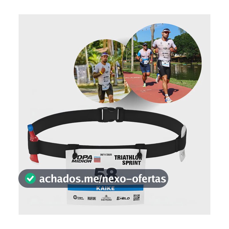 Cinto Porta Numero Para Corrida Triathlon Ciclismo Carbo Gel Preto