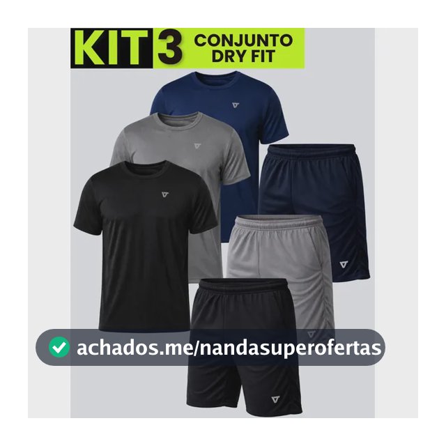 Kit Com 3 Conjuntos Academia Masculino Dry Fit Shorts+camisa