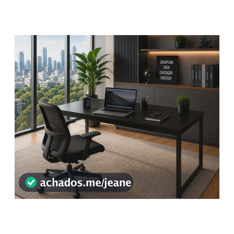 Mesa Preta Industrial 150cm Estrutura Com Pés Metalicos Pre Preto