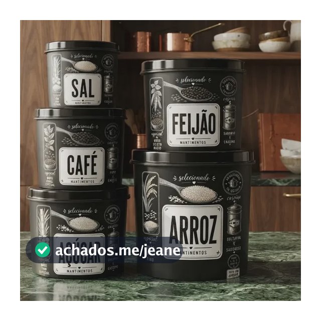 Jogo De Mantimento 5 Peças Potes Oficial-oliplast Preto