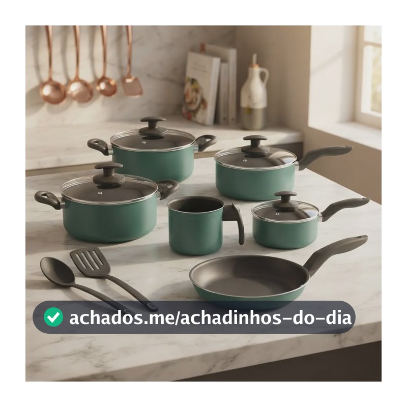 Jogo Panelas Teflon  06 Pecas Verde Antiaderente Tiffany