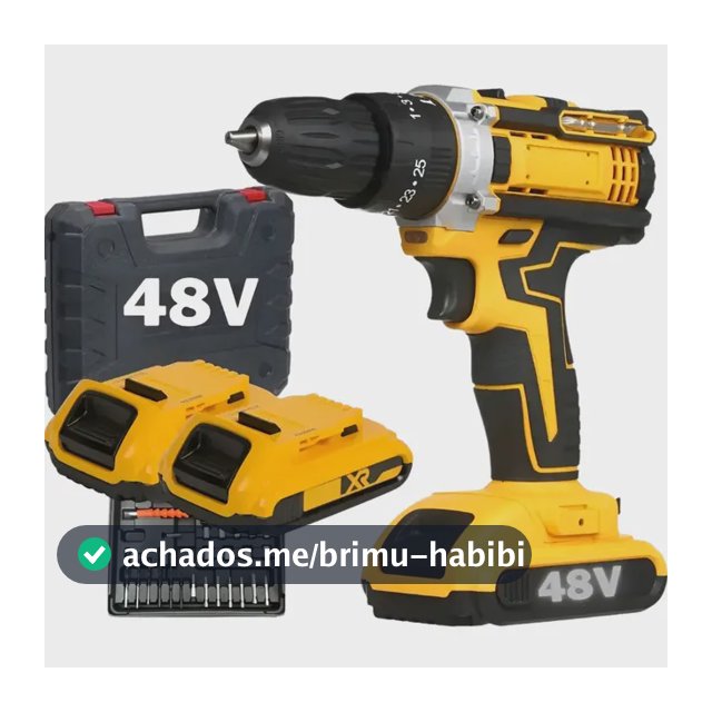 Parafusadeira Furadeira 48v Profissional +2 Baterias +maleta Amarelo 127/220v