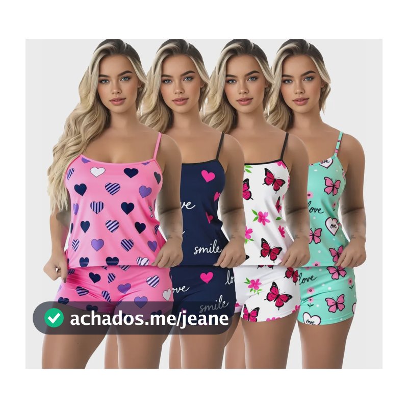 Kit 4 Baby Doll Conjunto Feminino Pijama Microfibra Sortidos Aleatórias Estampadas G