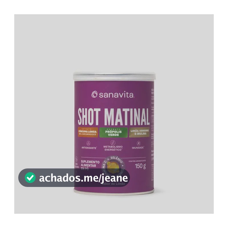 Cúrcuma Sanavita Imunidade SHOT Matinal em pó sabor Limão x 150g