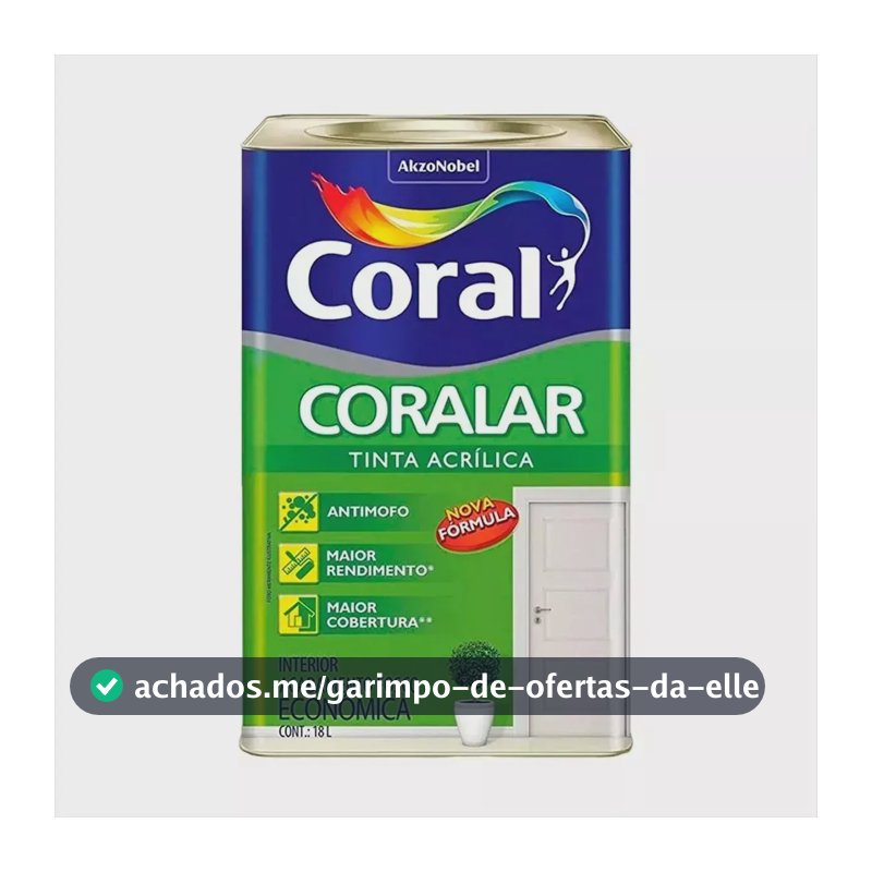 Latex acrílica tinta coral anti mofo branco 18l coralar branco fosco