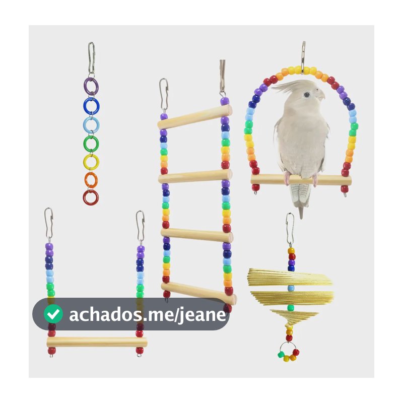 Kit 5 Brinquedos Calopsita Agapornis Periquito Aves Escada Vermelho
